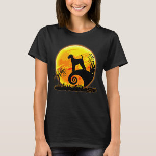 Airedale Terrier Dog And Moon Halloween Costume T-Shirt