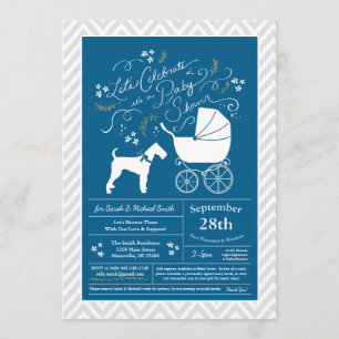 Airedale Terrier Dog Baby Shower Blue Boy Invitation