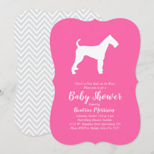 Airedale Terrier Dog Baby Shower Pink Girl Invitation