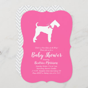 Airedale Terrier Dog Baby Shower Pink Girl Invitation