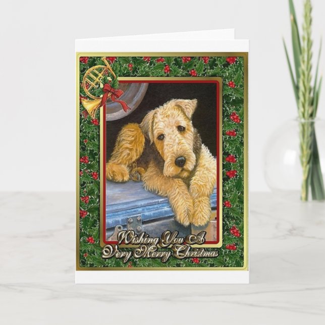 Airedale Terrier Dog Blank Christmas Card (Front)