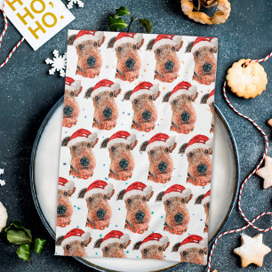 Airedale Terrier Dog Breed Christmas Tea Towel