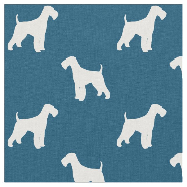 Airedale Terrier Dog Breed Silhouettes Pattern Fabric (Close Up)