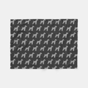 Airedale Terrier Dog Breed Silhouettes Pattern Fleece Blanket
