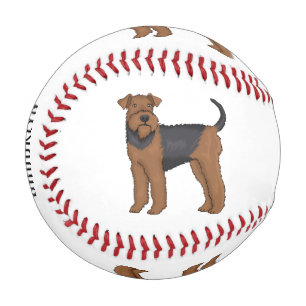 Airedale terrier dog cartoon illustration baseball