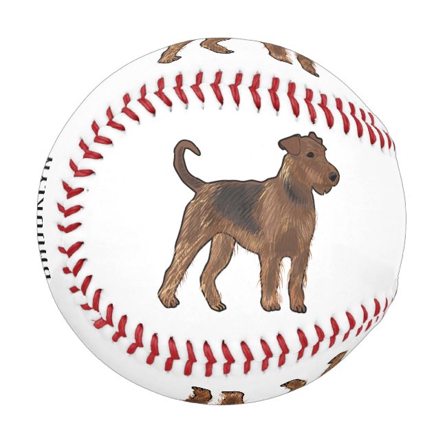 Airedale terrier dog cartoon illustration baseball (Front Left)