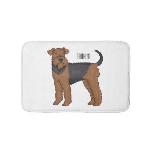Airedale terrier dog cartoon illustration bath mat