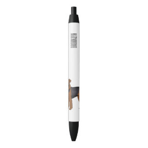 Airedale terrier dog cartoon illustration black ink pen