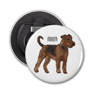Airedale terrier dog cartoon illustration bottle opener