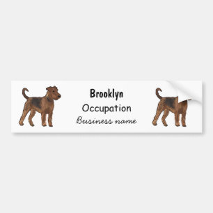 Airedale terrier dog cartoon illustration bumper sticker