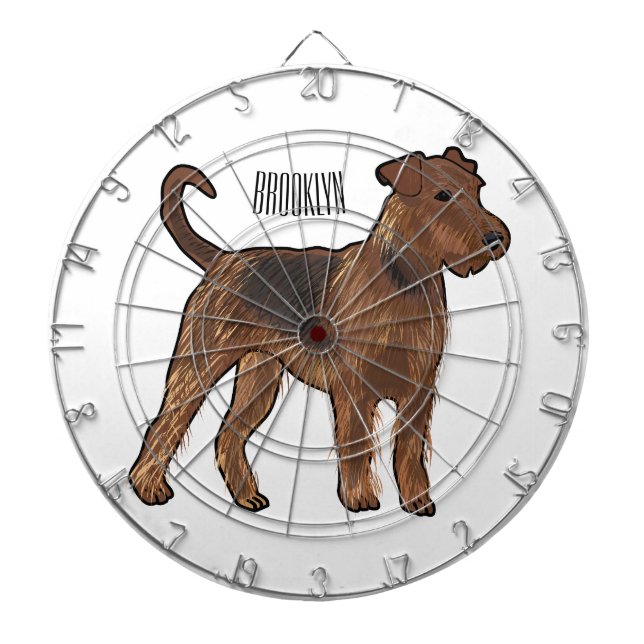 Airedale terrier dog cartoon illustration dartboard (Front)
