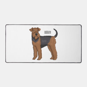 Airedale terrier dog cartoon illustration desk mat