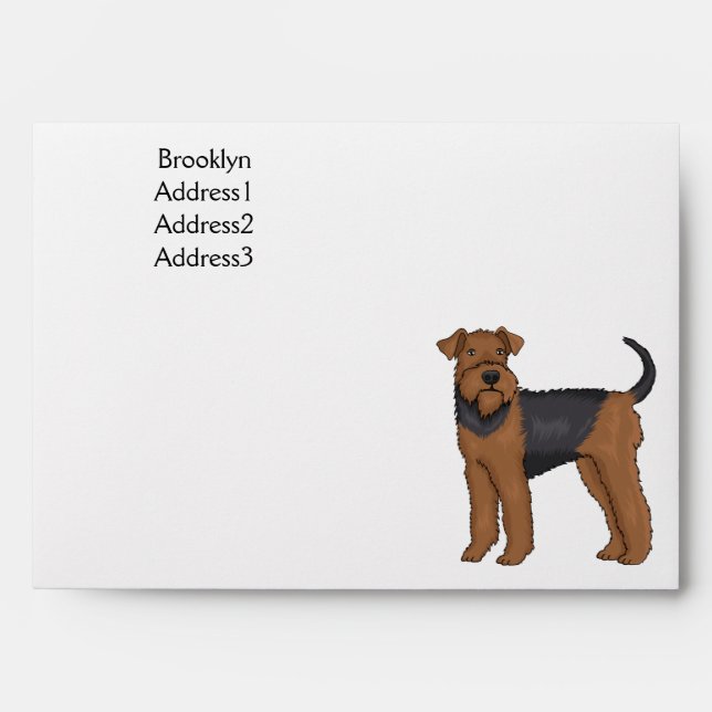 Airedale terrier dog cartoon illustration envelope (Front)