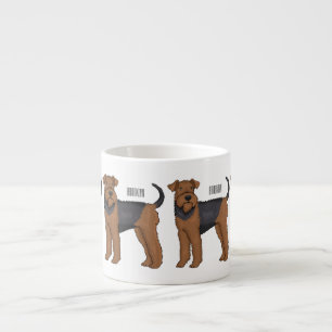 Airedale terrier dog cartoon illustration espresso cup