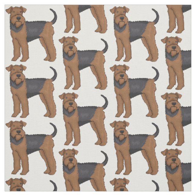 Airedale terrier dog cartoon illustration fabric (Swatch)