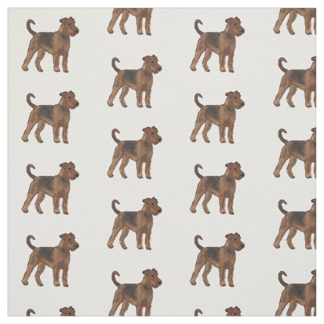 Airedale terrier dog cartoon illustration fabric (Swatch)