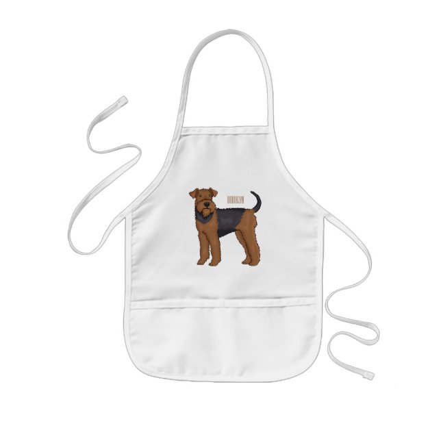 Airedale terrier dog cartoon illustration kids apron (Front)