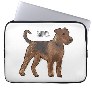 Airedale terrier dog cartoon illustration laptop sleeve