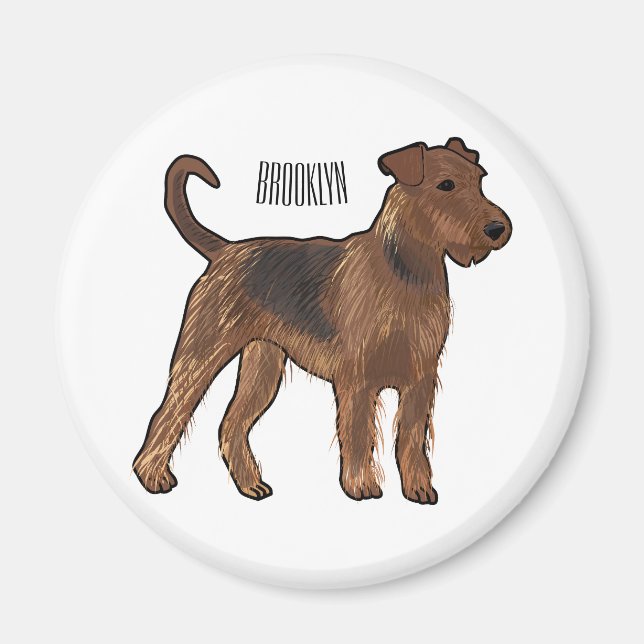 Airedale terrier dog cartoon illustration magnet (Front)