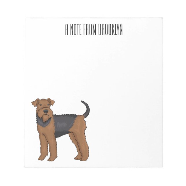 Airedale terrier dog cartoon illustration notepad (Front)