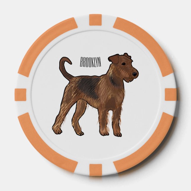 Airedale terrier dog cartoon illustration poker chips (Front)