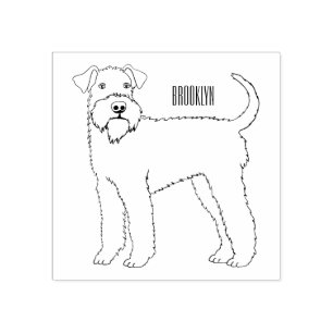 Airedale terrier dog cartoon illustration rubber stamp