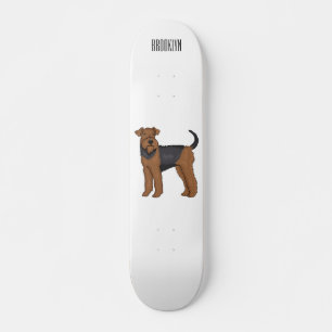 Airedale terrier dog cartoon illustration skateboard