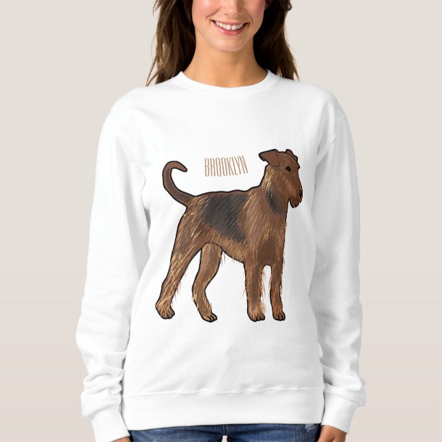 Airedale terrier dog cartoon illustration sweatshirt (Front)