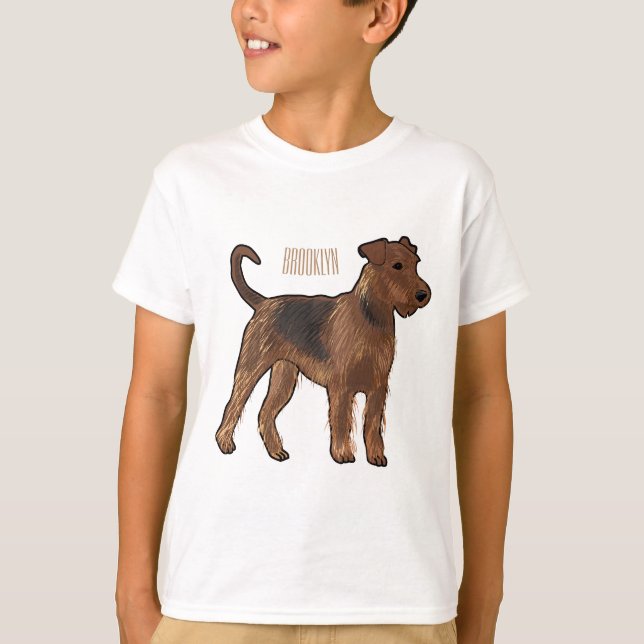 Airedale terrier dog cartoon illustration T-Shirt (Front)