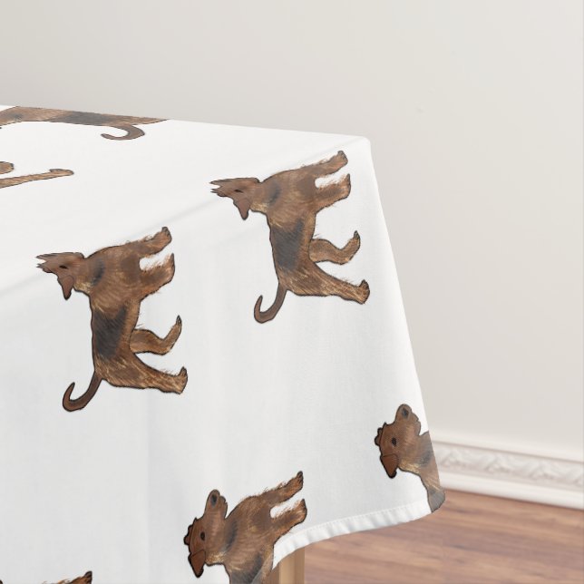 Airedale terrier dog cartoon illustration tablecloth (In Situ)