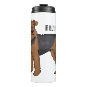 Airedale terrier dog cartoon illustration  thermal tumbler