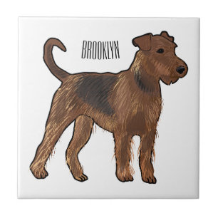 Airedale terrier dog cartoon illustration tile