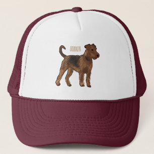 Airedale terrier dog cartoon illustration trucker hat
