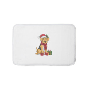 Airedale Terrier Dog Christmas Outfits Santa Hat D Bath Mat