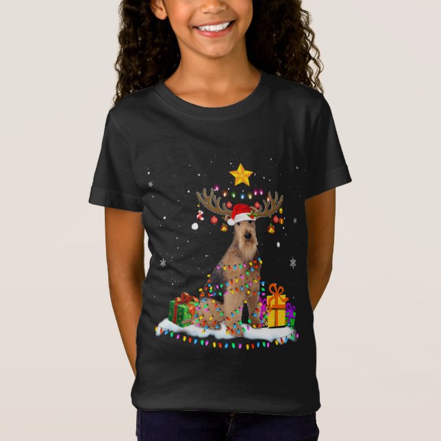 Airedale Terrier Dog Christmas Reindeer Christmas  T-Shirt (Front)