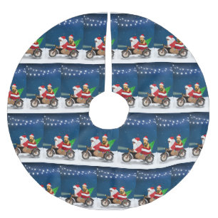 Airedale Terrier Dog Christmas Santa Claus Brushed Polyester Tree Skirt