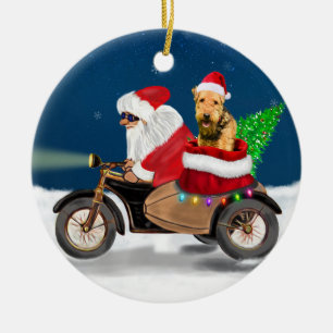 Airedale Terrier Dog Christmas Santa Claus    Ceramic Tree Decoration
