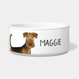 Airedale Terrier Dog Close-Up With Custom Pet Name
