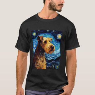 Airedale Terrier Dog Funny Starry Night Van Gogh A T-Shirt