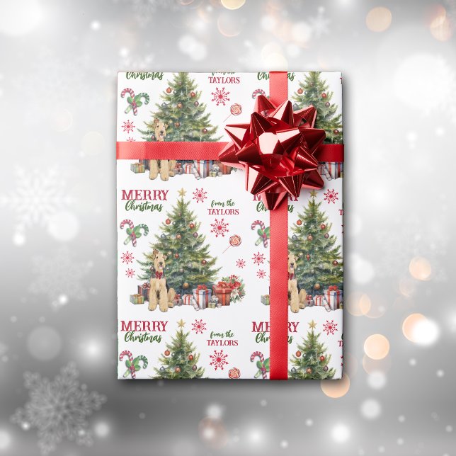 Airedale Terrier Dog Holiday Tree Wrapping Paper (Creator Uploaded)