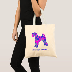 Airedale Terrier  Dog Hot Pink & Blue Tote Bag