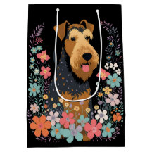 Airedale Terrier Dog in the Flower Garden Cute
