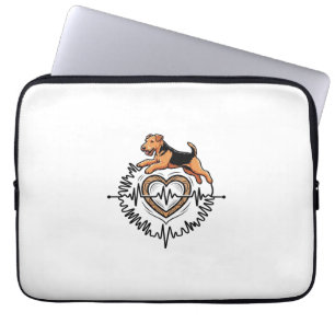 Airedale Terrier Dog Jumping Heart Ekg Line Laptop Sleeve