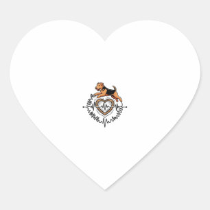 Airedale Terrier Dog Jumping Heart Ekg Line Sticker