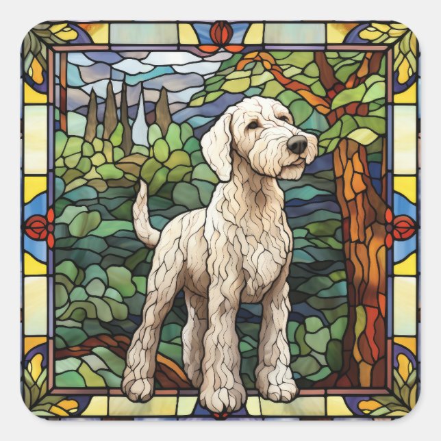 Airedale Terrier Dog Note Card Square Sticker (Front)