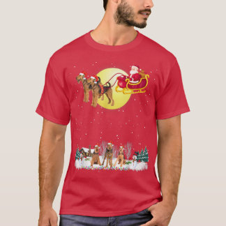Airedale Terrier Dog Reindeer Dog Lights Christmas T-Shirt