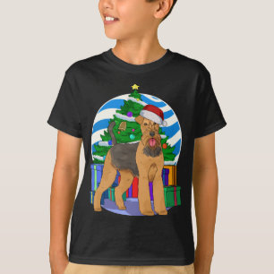 Airedale Terrier Dog Santa Christmas Tree Decor T-Shirt