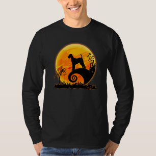 Airedale Terrier Dog Scary And Moon  Halloween Cos T-Shirt