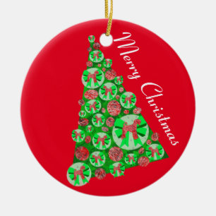 Airedale Terrier Dog Silhouette Christmas Tree Red Ceramic Tree Decoration