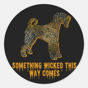 Airedale Terrier Dog Silhouette Fun Halloween Classic Round Sticker